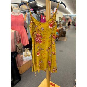 Charlotte Russe Womens Yellow Floral Tank Dress S Rayon